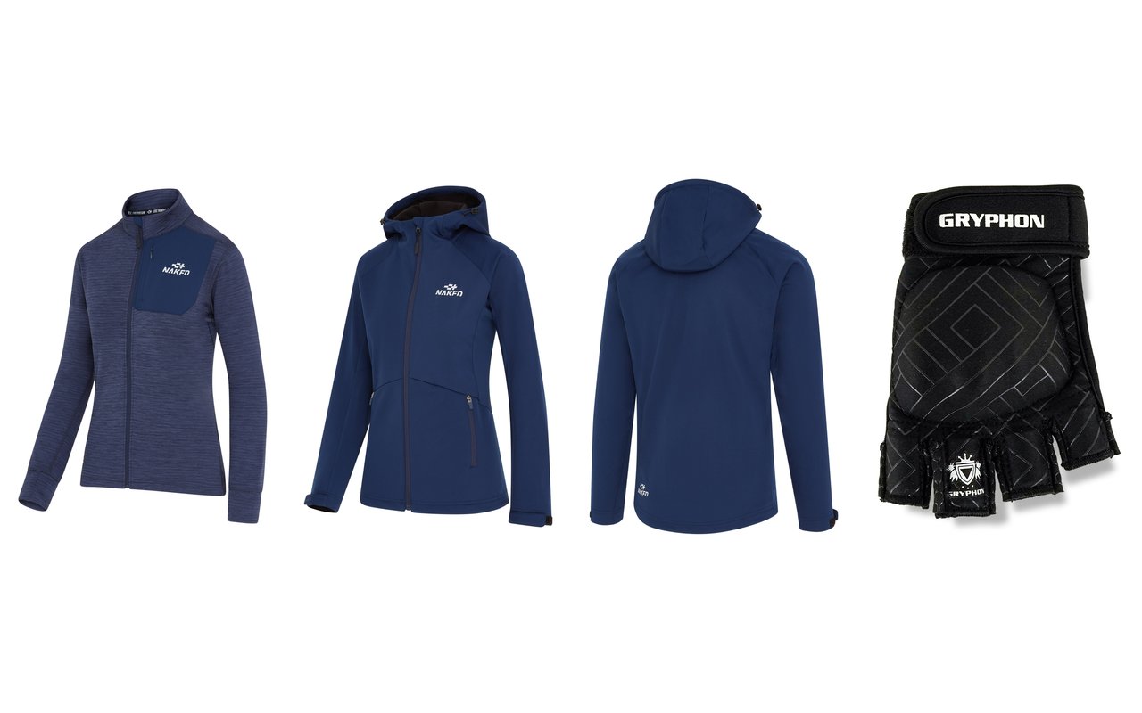 Odzież na jesienny trening z oferty Field Hockey Zone – damska bluza midlayer Naked, damska i męska kurtka softshell Naked oraz rękawica Gryphon G Mitt