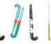 Cztery kije halowe: Ritual Precision 10 Indoor Jr, Grays DB1Xi Dynabow Junior, TK W2 LB Indoor i Gryphon Taboo XLB Indoor Wood