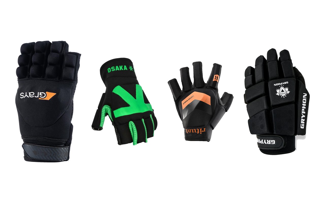 Rękawice Grays Anatomic Pro, Osaka Armadillo, Ritual Vapor Shield i Gryphon Millennium G5 na białym tle
