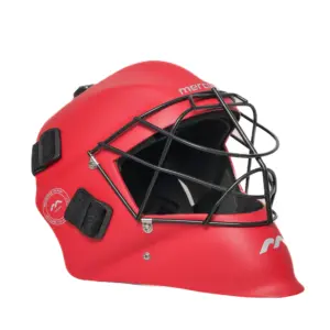 Mercian Genesis Hockey Helmet ‚ Fibreglass Shell, Cats-Eye Grill, Superior Protection — red junior
