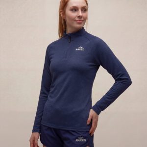 Koszulka LS 1/4 zip damska - granatowy